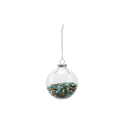 Ornement boule de verre avec paillettes