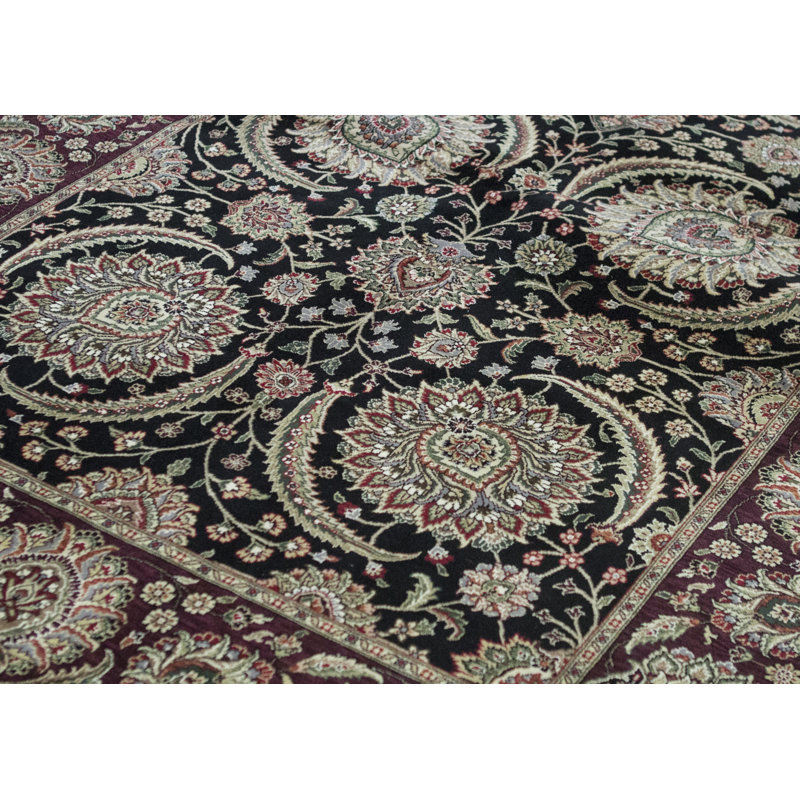 Hand-Knotted High-Quality Navy and Wine Area Rug