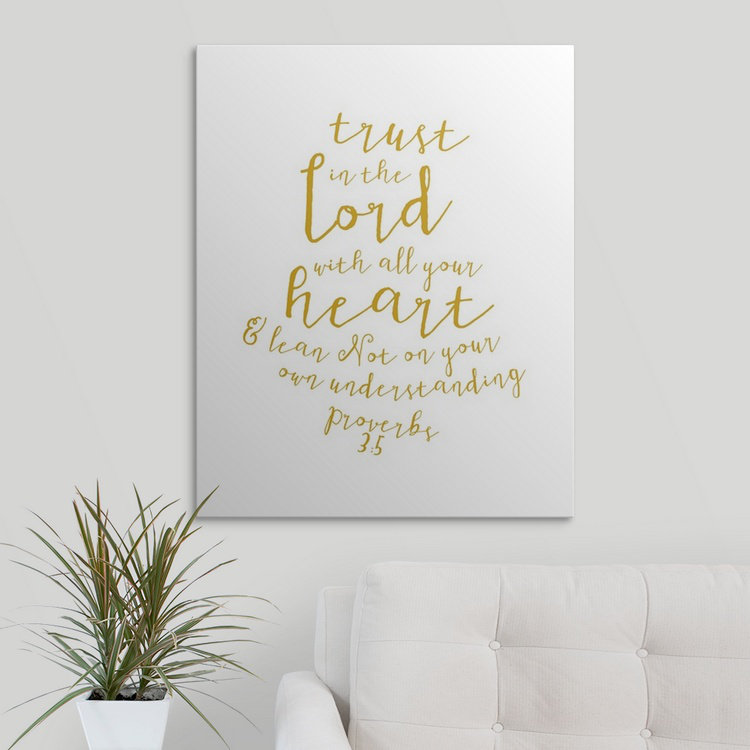 «Proverbs 3: 5 - Scripture Art», art textuel, H 20 po x l 16 po x P 1,5 po, Toile