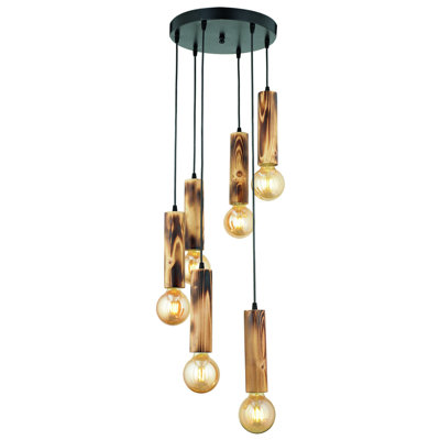 Blesse 6 - Light Walnut/Black Cluster Pendant