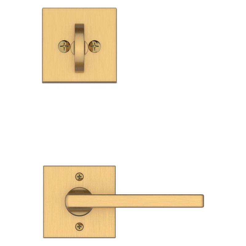 Satin Brass Single Cylinder Contemporary Door Handleset