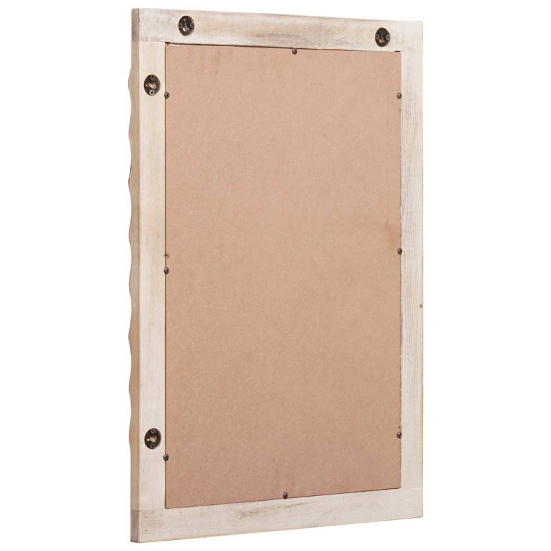 Solid Wood Rectangle Mirror, White Wash Finish