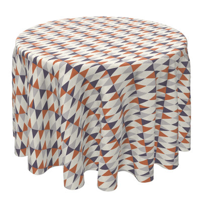Round Geometric Cotton Twill Tablecloth