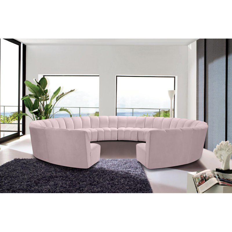 Canapé modulaire en velours Infinity, Velours rose, 12 pièces