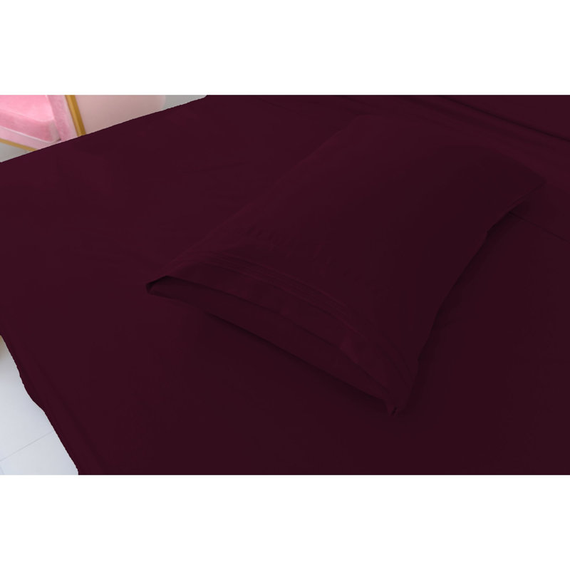 Ensemble de draps 1800 en rayonne de bambou, Aubergine, Grand