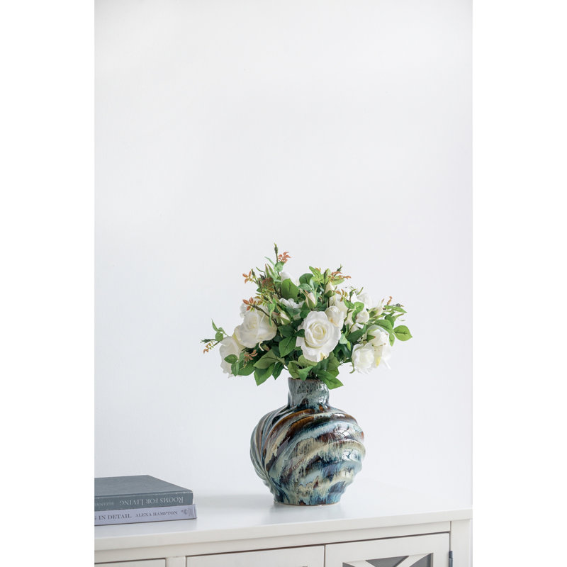 Blue and Brown Reactive Glazed Accent Vase