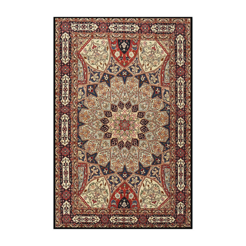 Tapis traditionnel rouge / bleu / ivoire Cottondale, Rectangle 6 pi x 9 pi