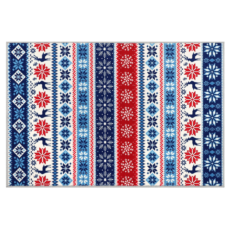 Christmas Area Rug for Living Room Machine Washable Winter Rug Snowflake Non-Slip Rug Xmas Holiday Accent Rug for Bathroom Bedroom