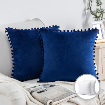 Silky Velvet Series Pom-poms Decorative Throw Pillow