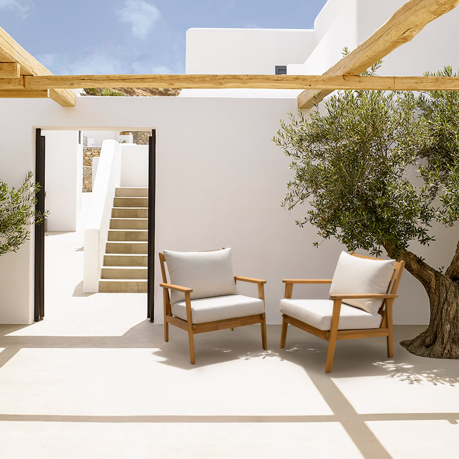 Weslyn Eucalyptus Patio Lounge Chair