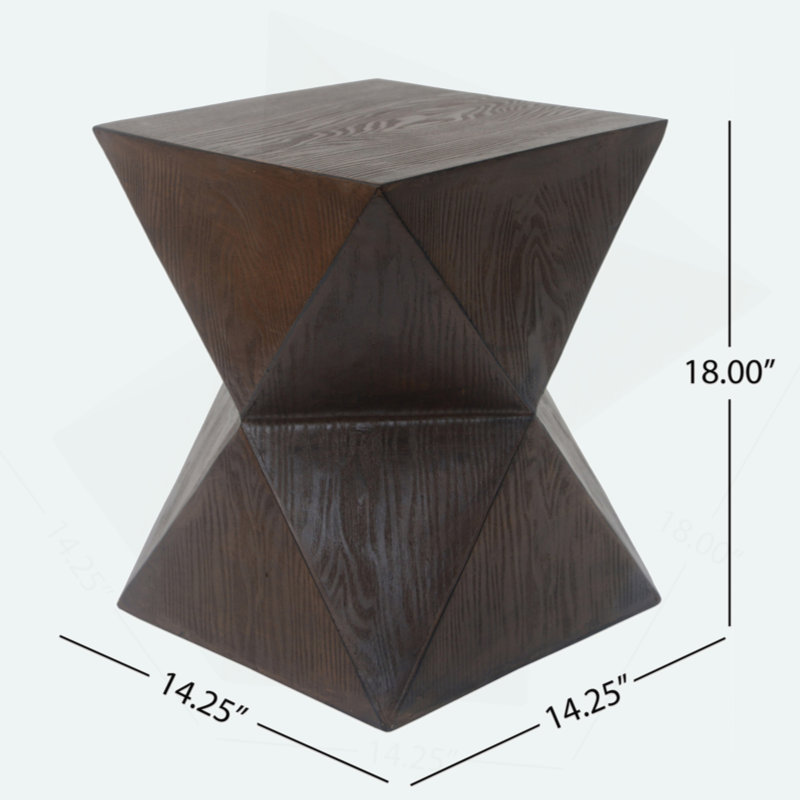 Concrete Side Table With Rustic Hand-Carved Texture And Unique Symmetric Form – Weather-Resistant Accent For Patio, Garden, Or Balcony
