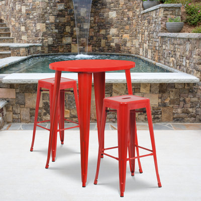 Ensemble de tables de bar rondes en métal pour l'intérieur et l'extérieur Gyala