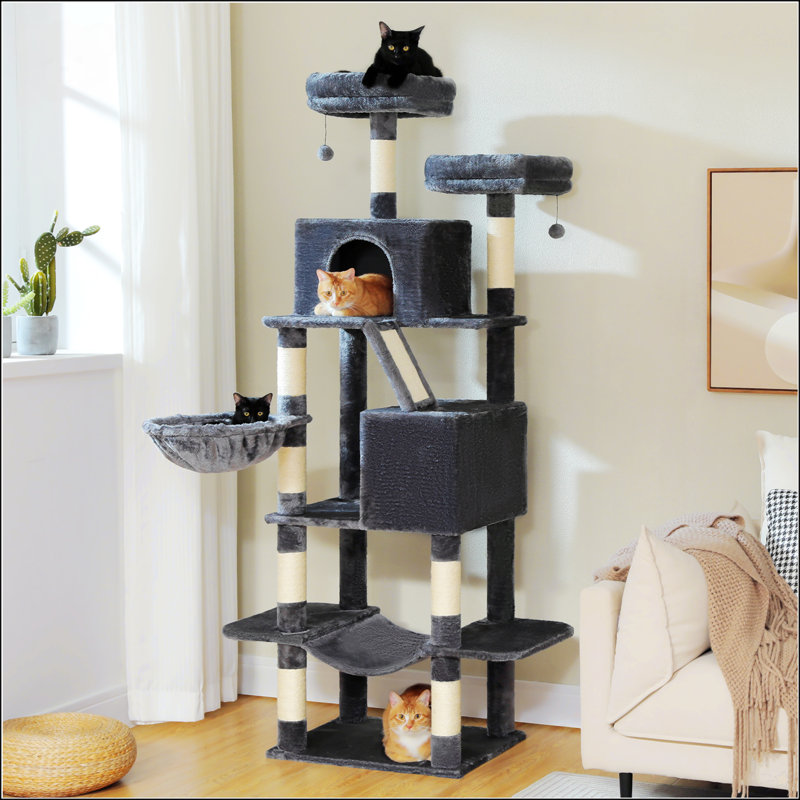 Cat Tree,71-Inch Large Cat Tower, Dark Gray