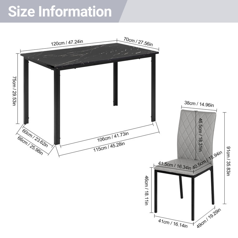 Dining Set, Grey, Black