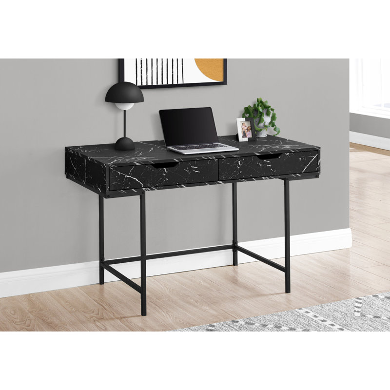 Bureau d'ordinateur, bureau personnel, ordinateur portable, tiroirs de rangement, L 48 po, métal stratifié aspect marbre, contemporain, moderne