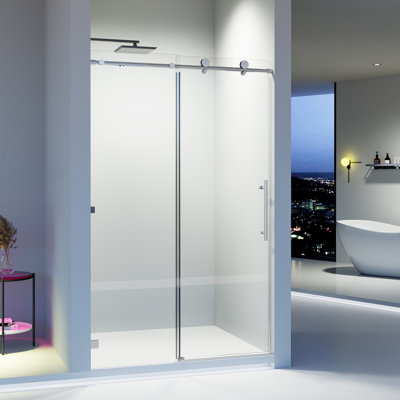 Porte de douche simple sans cadre à fermeture en douceur avec verre trempé de 5/16 po (8 mm) Bafv l 44-48 po x H 76 po