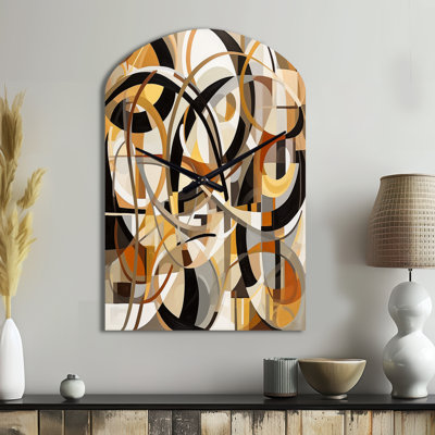 Mid Century Artistic Transformations I - Midcentury Modern Irregular Shape Metal Wall Clock, Modern Asymmetrical Wall Clock Print