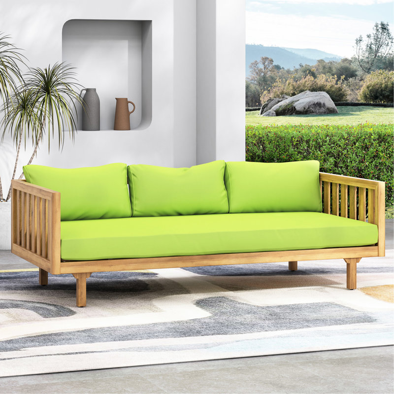 Lit de jour en bois avec coussins d'eau et siège à lattes, l 67,75 x P 32,25 x P 24,00h, couleur