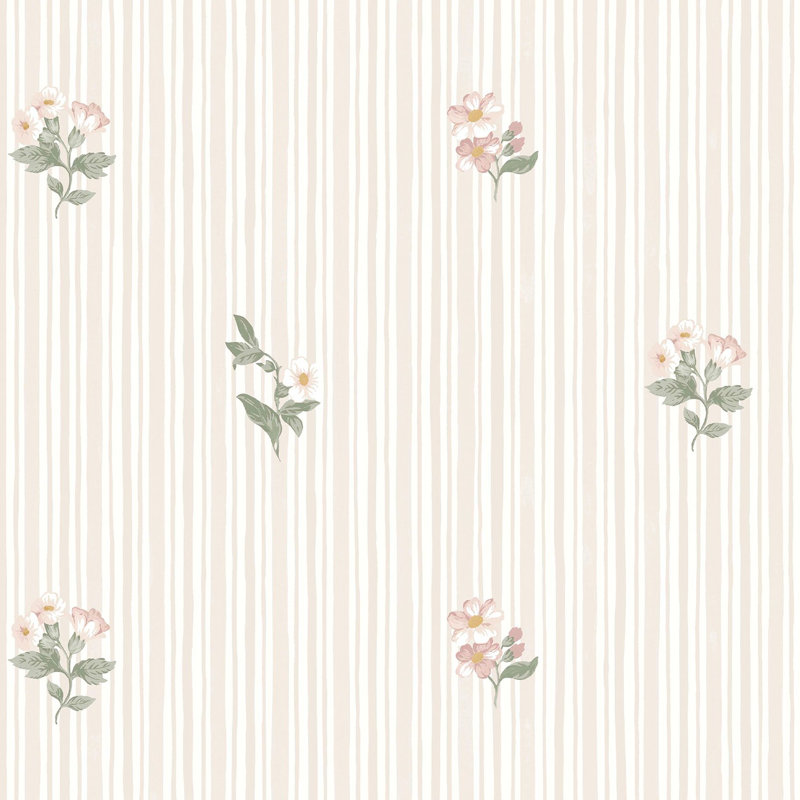 Martha Stewart Garden Stripe Linen Wallpaper, Cream
