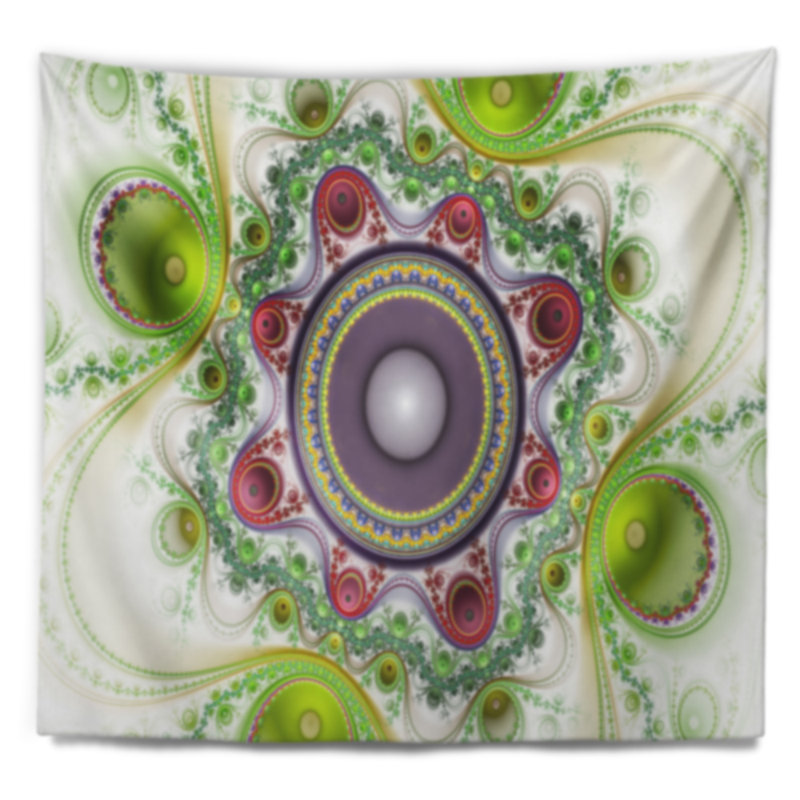 Motif abstrait de couleur verte avec cercles tapisserie, H 32 po x l 39 po