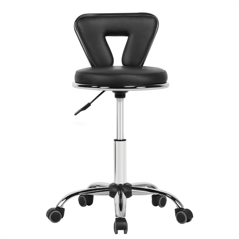 Bendina Rolling Swivel Salon Stool Height Adjustable Spa Massage Stool with Backrest  