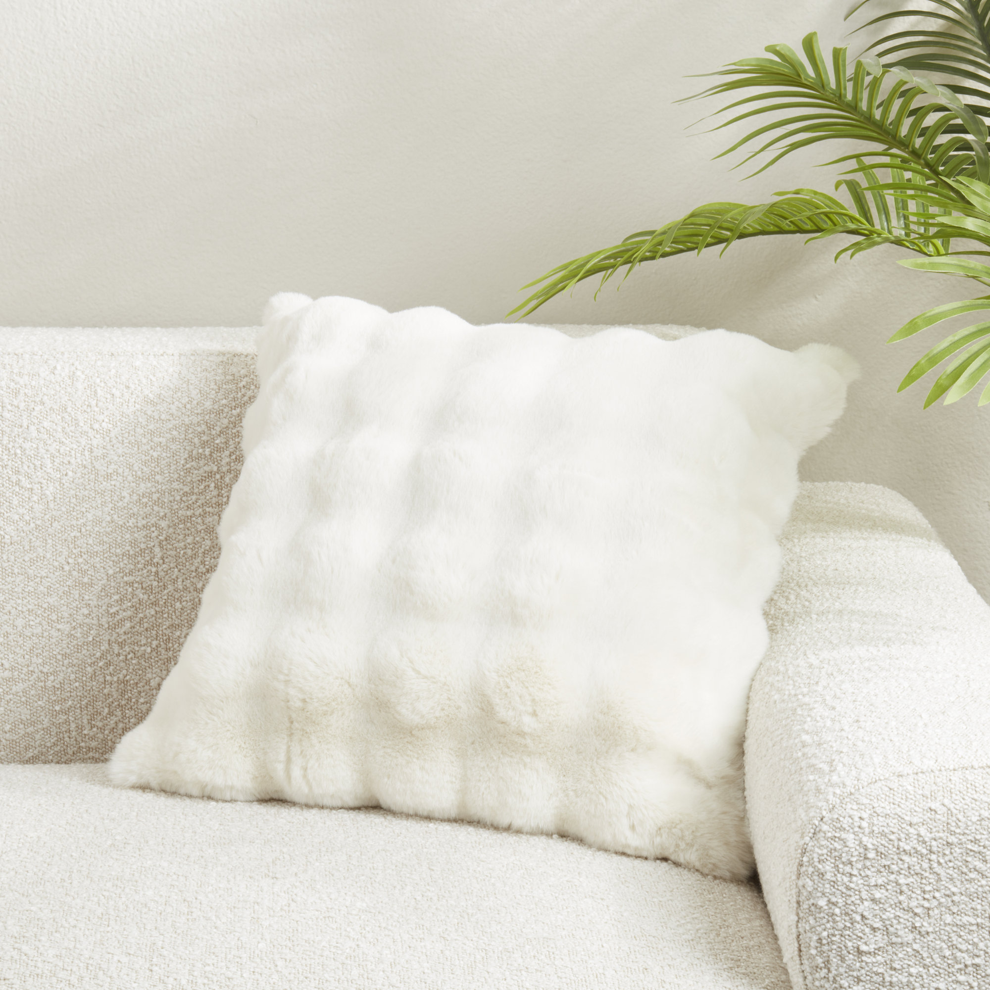 Cozy Bubble Faux Fur Pillow Cover, Ivory, Down, Square 20"