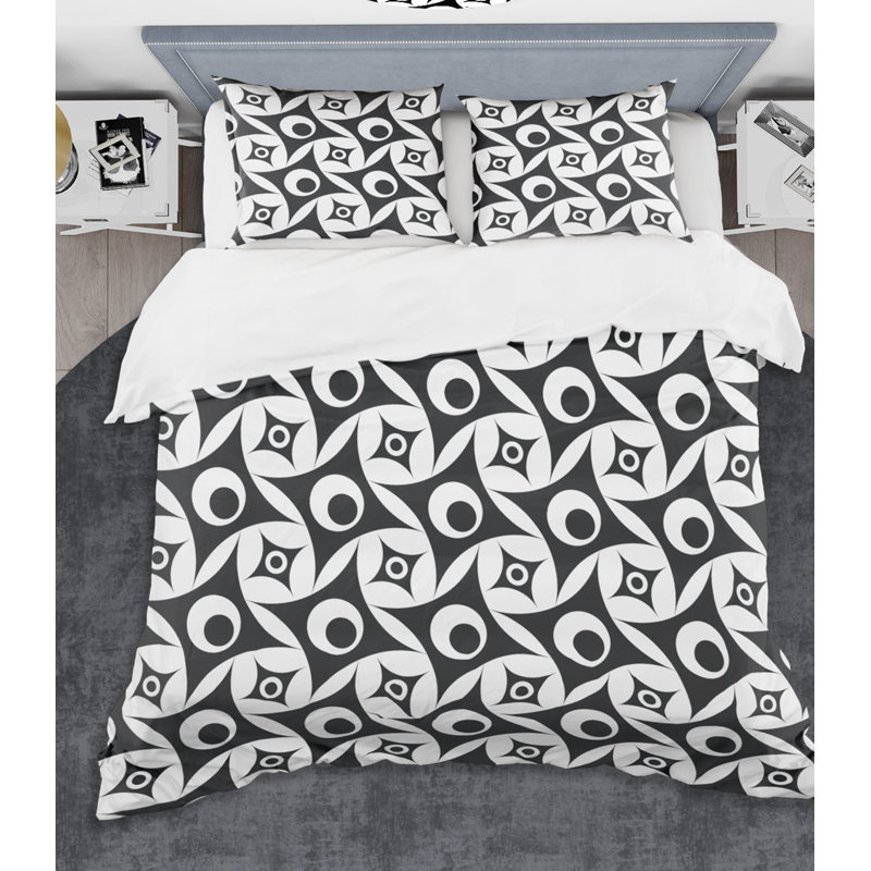 Ensemble de housse de couette monochrome Mid-Century, Twin Duvet Cover + 2 Shams