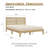Aimara Queen Size Solid Bed with Rattan Headboard, Boho Bedroom Furniture, Wood Platform Bed Frame