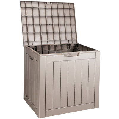 Outdoor Storage Box Resin Deck Box 31 Gallon Patio Waterproof Organizer, Gray