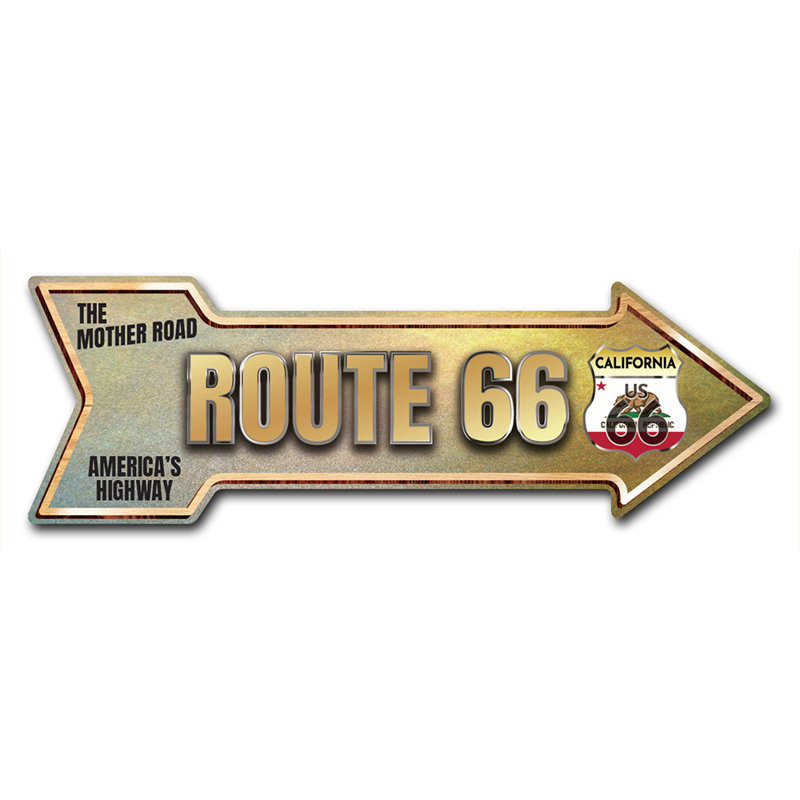 Decal-999636_Route 66 Décalcomanie amusante avec flèche de Californie, 18 po de largeur, H 8 po x l 24 po x P 1 po