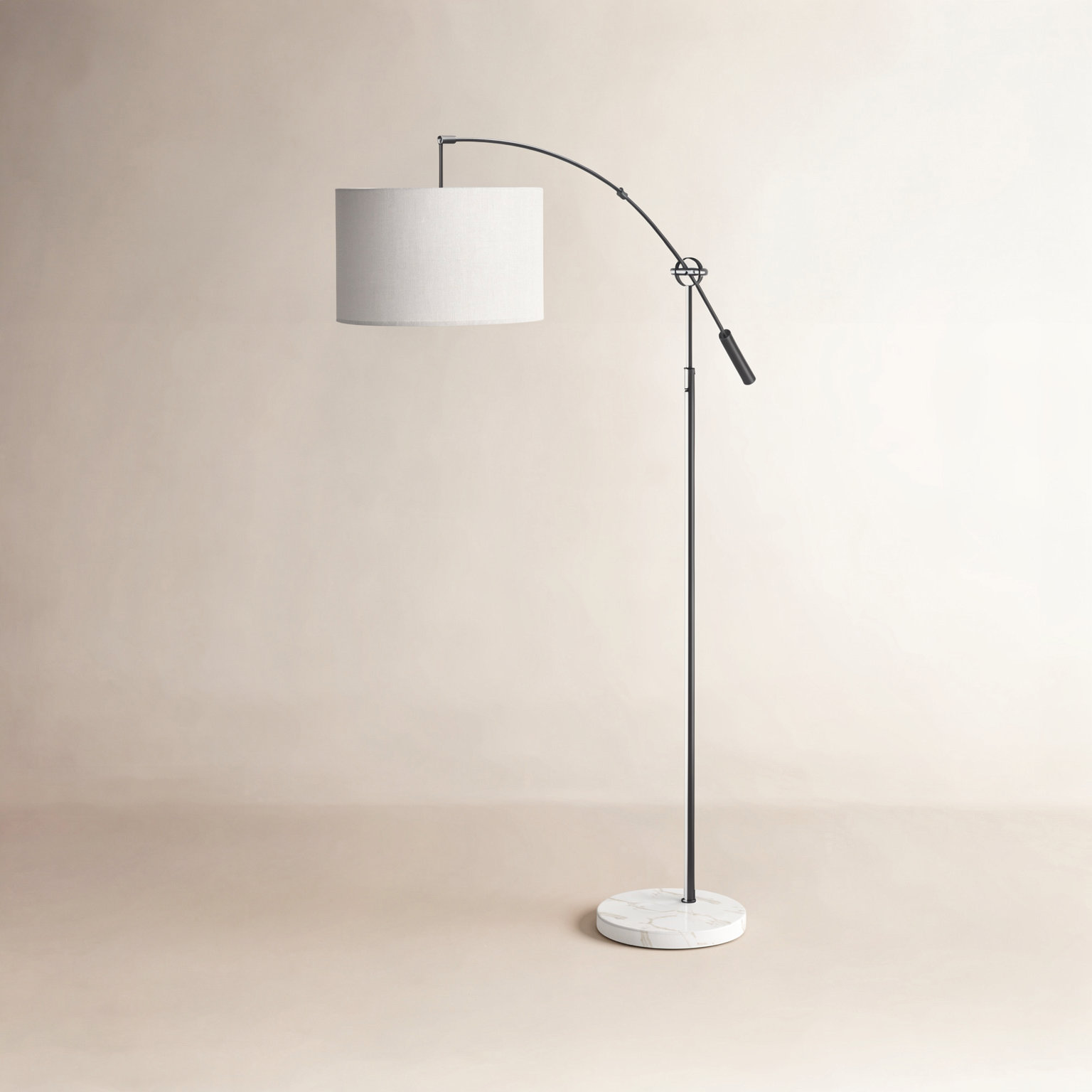 Kata 81'' Floor Lamp, White, Light Taupe