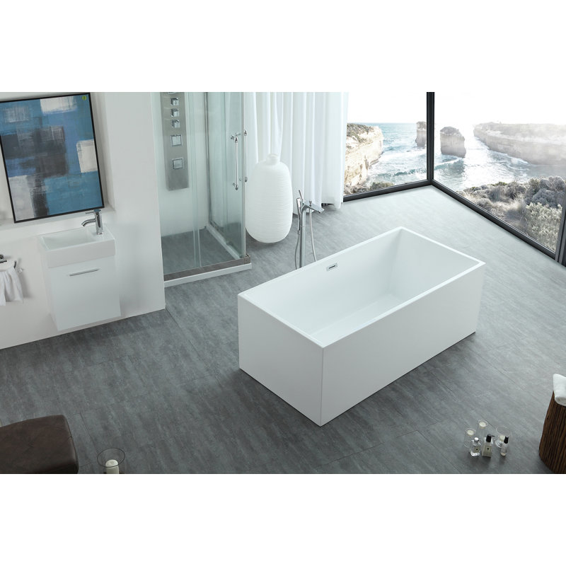 Baignoire autoportante en acrylique Aphrodite, H 23,5 po x L 67 po x l 30 po