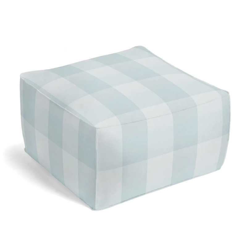 Upholstered Pouf, Powder Blue 100% Cotton