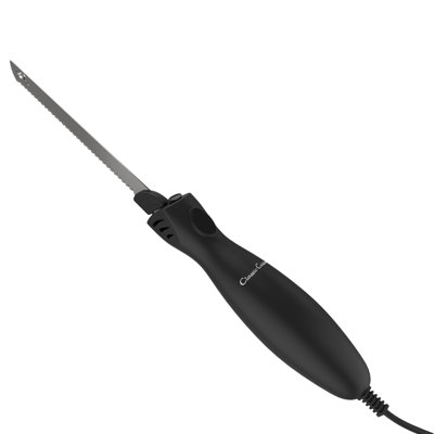 Couteau à découper électrique - Couteau à lame dentelée en acier inoxydable de 8 pouces avec poignée à prise confortable pour trancher la dinde et la viande par Classic Cuisine (Noir)