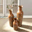 Ensemble de 3 vases décoratifs en métal, vases de plancher à motif de feuilles brunes rustiques, grands vases bruns rustiques pour la décoration intérieure