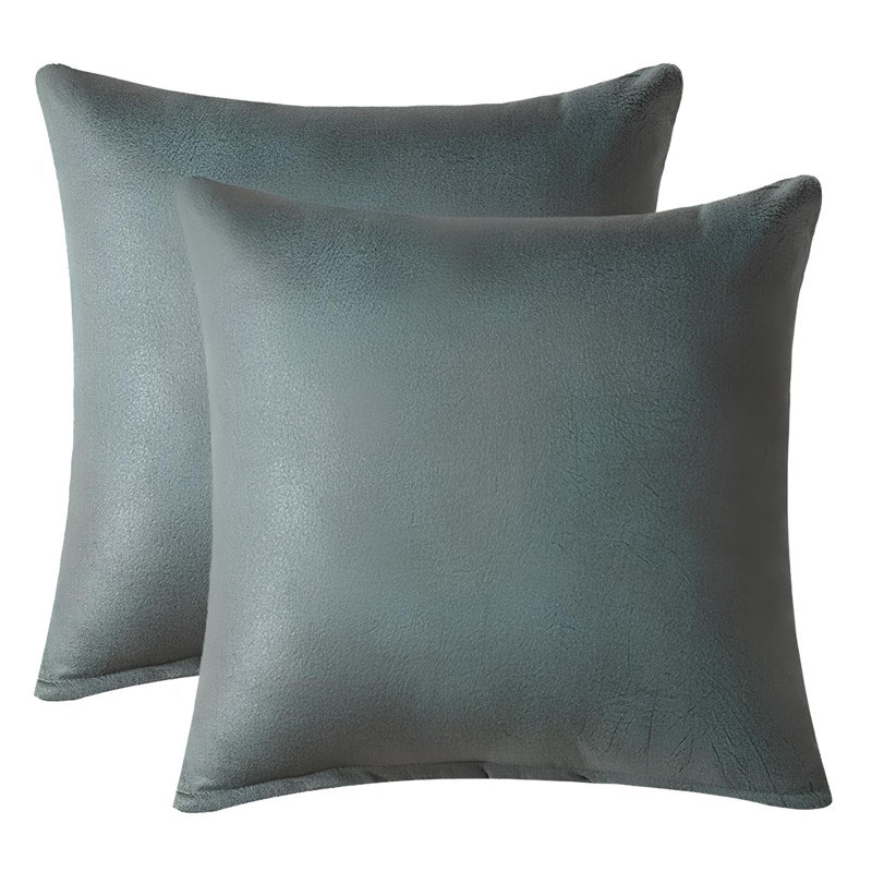 Ensemble de 2 coussins décoratifs en similicuir (insert inclus), H 20 po x l 20 po, Vert, Carré