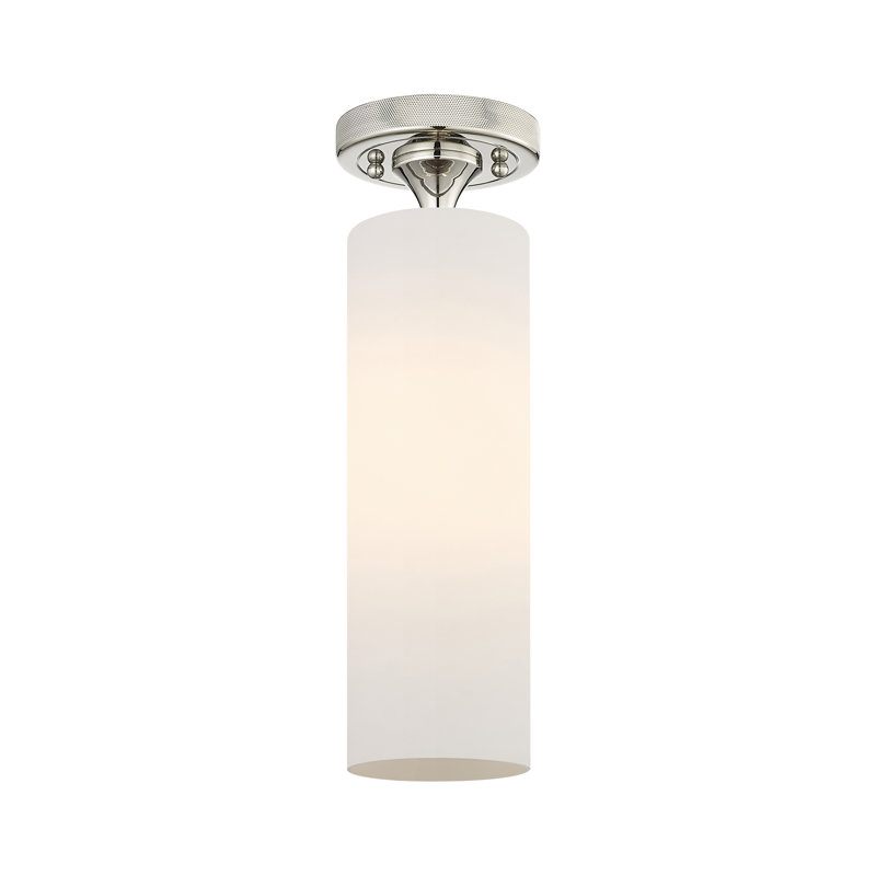 Plafonnier encastré 1 lumière Crown Point, Blanc mat, Nickel poli, H 12 po x l 3,88 po x P 3,88 po