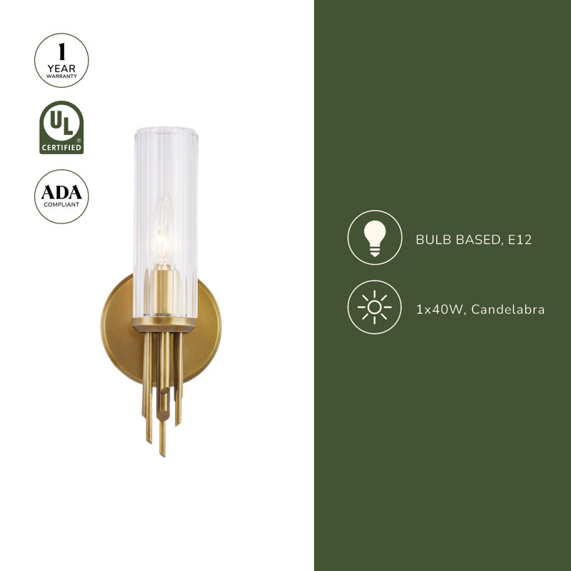 Torres 1 - Light Bath Sconce, Vintage Brass