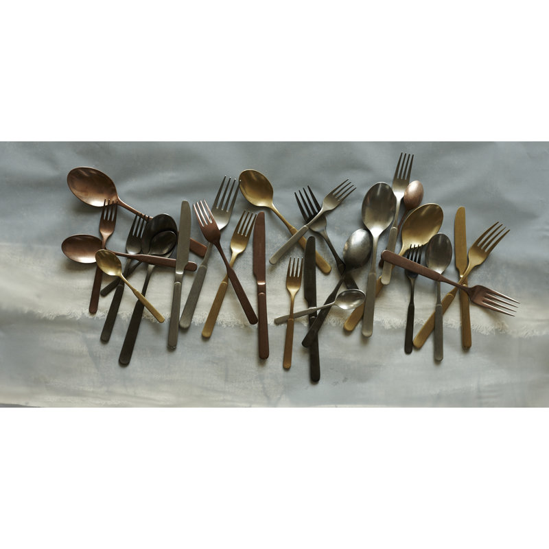 Lucca 5 Piece 18/10 Stainless Steel Flatware Set, Service for 1, Matte Copper