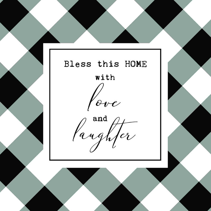 Bless This Home Buffalo Plaid, H 12 po x l 12 po