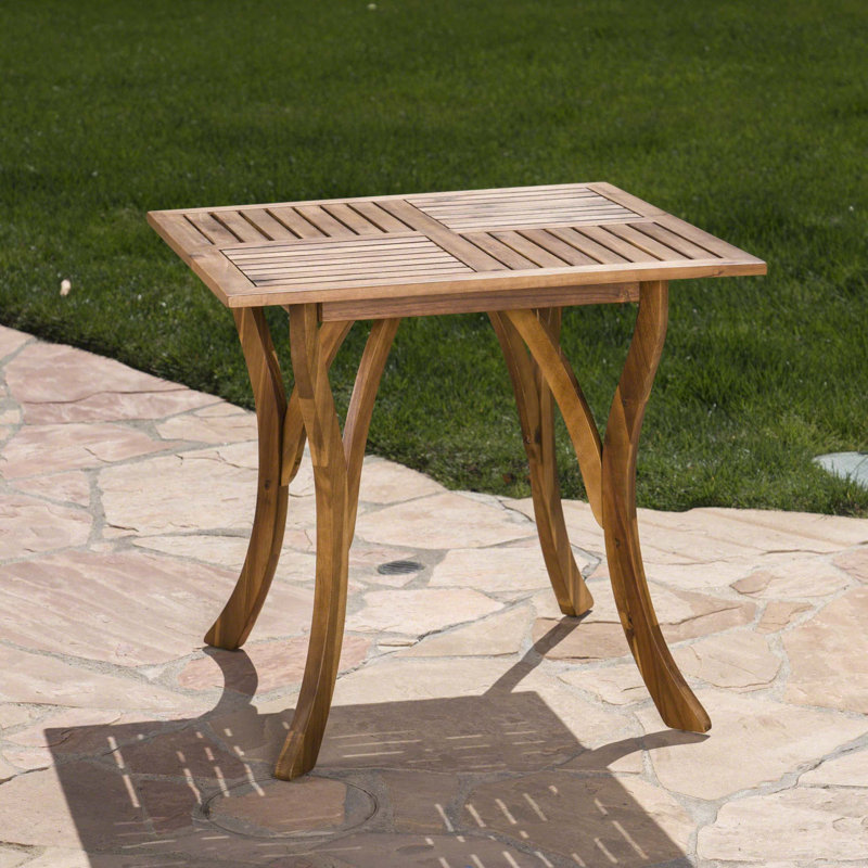 Table de salle à manger d'extérieur carrée en bois d'acacia - L 31,50 po x l 31,50 po x H 30,00 po