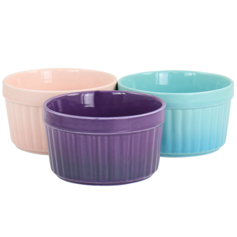 Crockpot Thornburg 6 Piece 12 Ounce Round Stoneware Ramekin Set in Pastel Assorted Colours