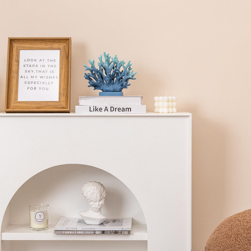 H 5,8 po, décor de corail bleu, décor de récif de corail, statue de corail en résine, décorations nautiques pour la maison, décor de table pour tablette de plage / bord de mer / océan