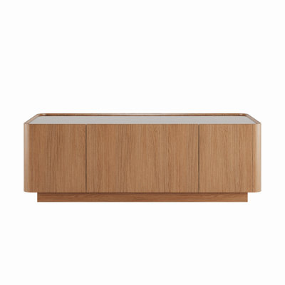 46.8" Mid-Century Modern Glass Top Coffee Table,Rectangular Center Table with Hidden Storage Drawers for Living Room,Contemporary Storage Coffee Table