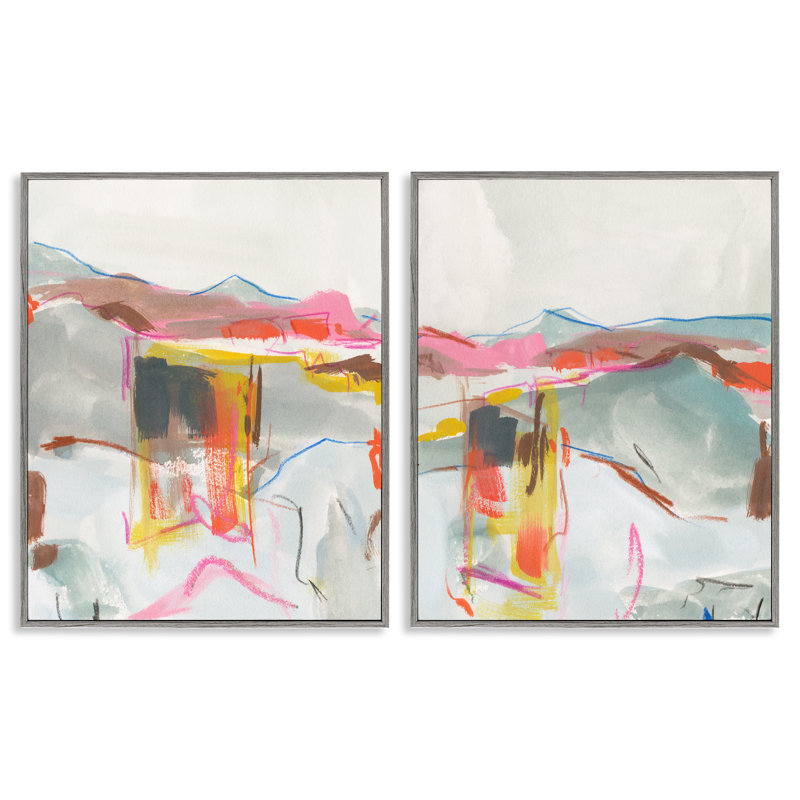 «Stupell Industries Restless Soft Mountain Abstract», ensemble de 2 giclées par Melissa Wang, Estampe numérique Farmhouse