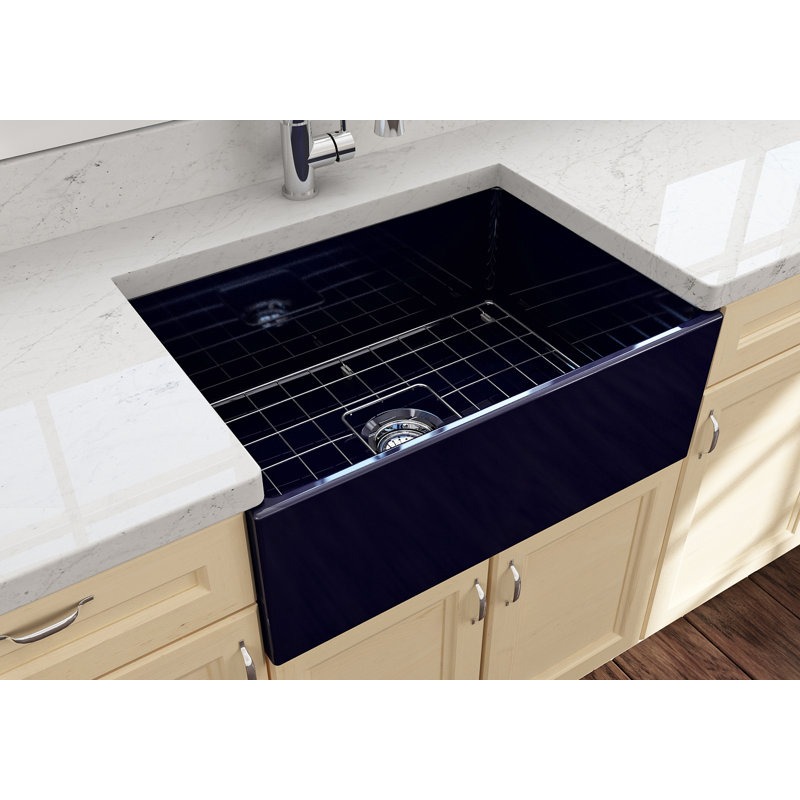 27 in. L Farmhouse Kitchen Sink, Sapphire Blue