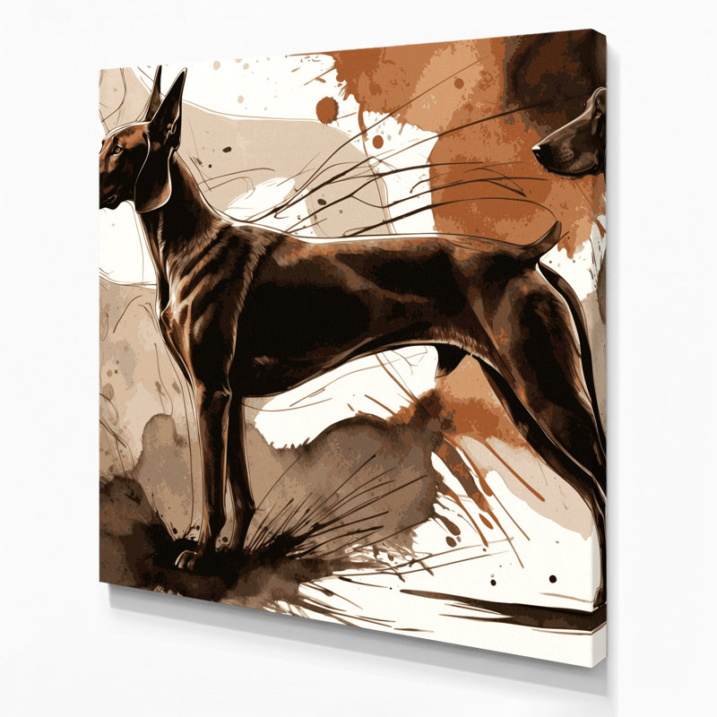 «Dogs Ibizan Hound», art mural sur toile beige, H 12 po x l 12 po