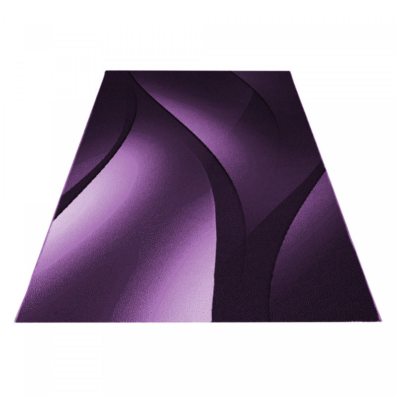 Tapis abstrait en polypropylène tissé à la machine en lilas, Rectangle 6 pi 7 po x 9 pi 6 po