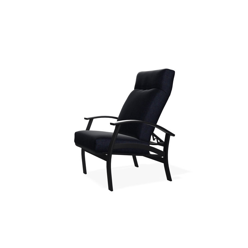 Chaise à dossier profond réglable en hauteur Belle Isle, Noir, Spectre indigo Sunbrella®