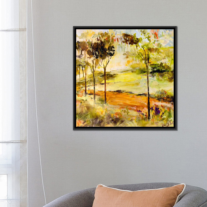 « paysages path », reproduction d’art sur toile tendue, H 26 po x l 26 po x P 1,5 po, Toile avec cadre noir, Pas de tapis